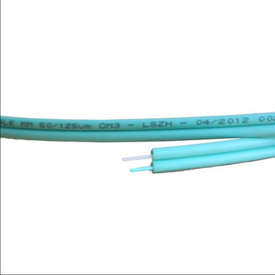 Flexible Indoor OM3-300 2x2.8mm Duplex Fiber Optic Cable , Fiber Optic Patch Cord