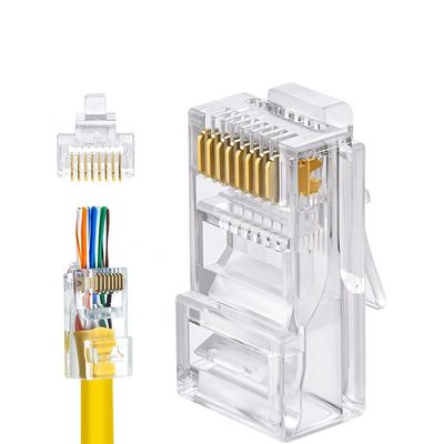 24 AWG Network Cable Assembly RJ45 Through Connector