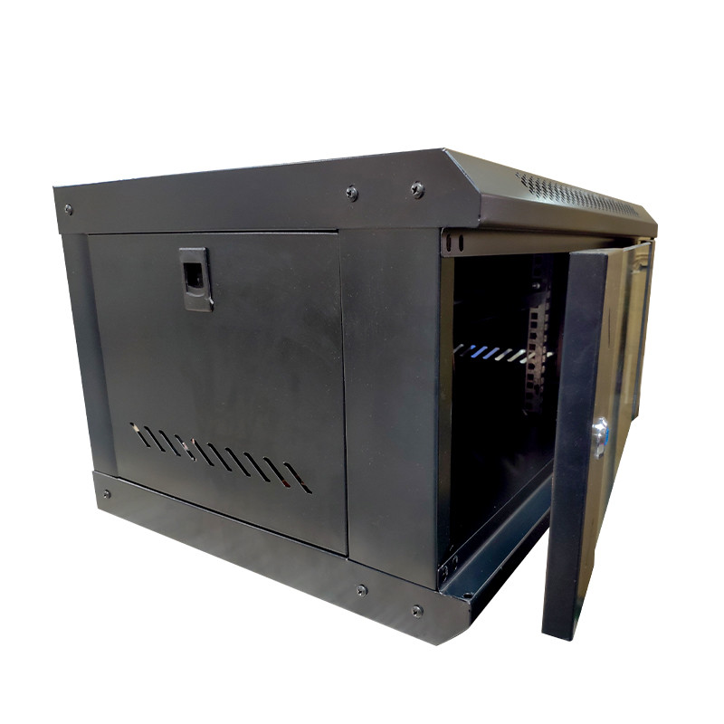 Networking Rack Safe Durable Locking Network Rack Cabinet In Black Steel With Cable Management