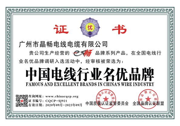 China Guangzhou Jingchang Wire &amp; Cable Co.,LTD Certification